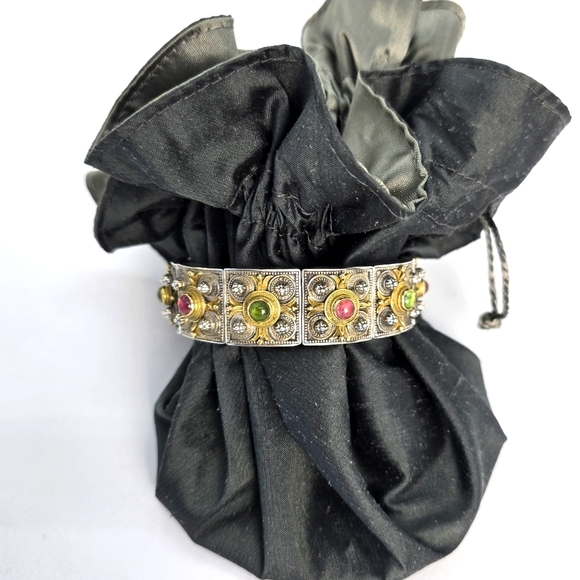 Konstantino Silver and Gold Ornate Bracelet with Gemstone Accents - Picture 13 of 14